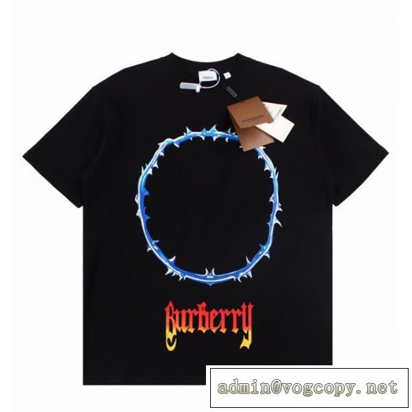BURBERRY 偽物 tシャツ バーバリー ソーン＆落書きロゴプリント コットン オーバーサイズ
