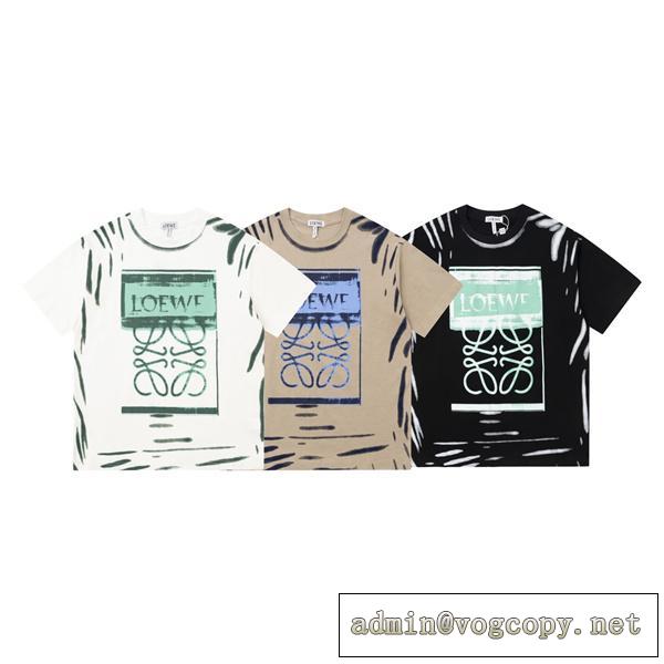 23ss LOEWE スーパー コピー tシャツ 落書きロゴ 純綿生地 ロエベ