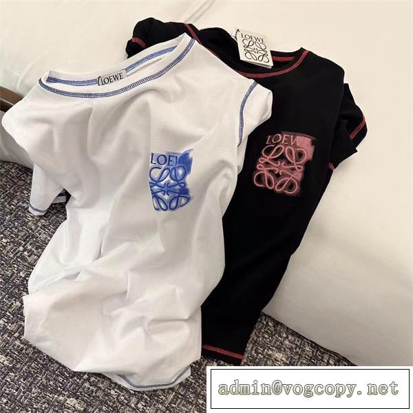 ♥️23ss新作♥️ ロエベ コピー tシャツ LOEWE 万能アイテム 暈し染めのロゴ