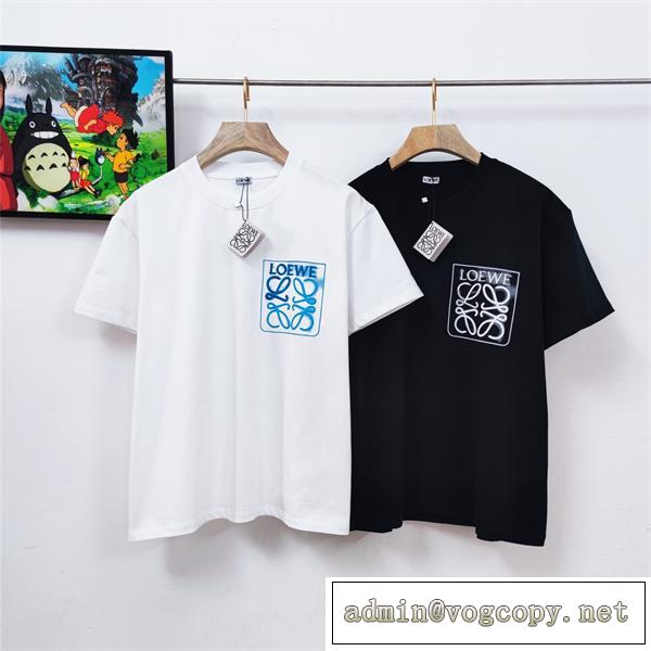 ロエベ スーパー コピー Tシャツ 暈し染めのロゴ 半袖 LOEWE