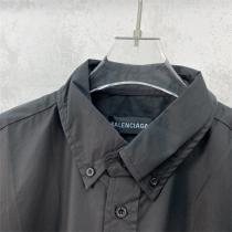 BALENCIAGA コピー 襟立てシャツ バレンシアガ 刺繡 修正ロゴ 無地デザイン 