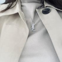 イヴ・サンローラン 偽物 ネックレス Saint Laurent 真鍮 ブランドロゴ 石入れ