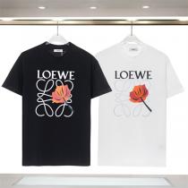 ロエベ コピー Tシャツ 定番ロゴ 花柄プリント100%綿 LOEWE