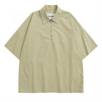 JIL SANDER コピー 半袖シャツ ジッパー付く 綿麻生地 ジルサンダー