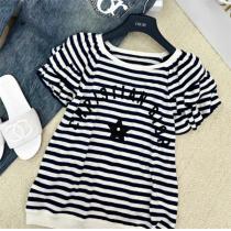 2026/23AW新作❤️diorコピーtシャツペンタゴン⭐️ストライプカシミアパフスリーブ半袖 ショートスリーブセーター