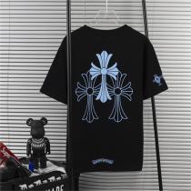 クロムハーツ 偽物 Tシャツ クロムハーツ プリントロゴ クリームブルークロス