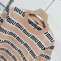 ミュウミュウ スーパーコピー ウール半袖Tシャツ ストライプ 暖かく質感