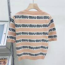 ミュウミュウ スーパーコピー ウール半袖Tシャツ ストライプ 暖かく質感