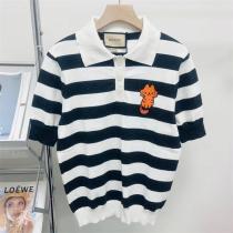 23年夏のトレンド GUCC1 コピー ポロシャツ レディース 猫ちゃん ストライプ