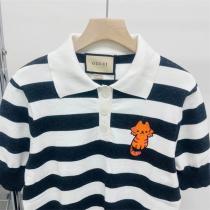 23年夏のトレンド GUCC1 コピー ポロシャツ レディース 猫ちゃん ストライプ