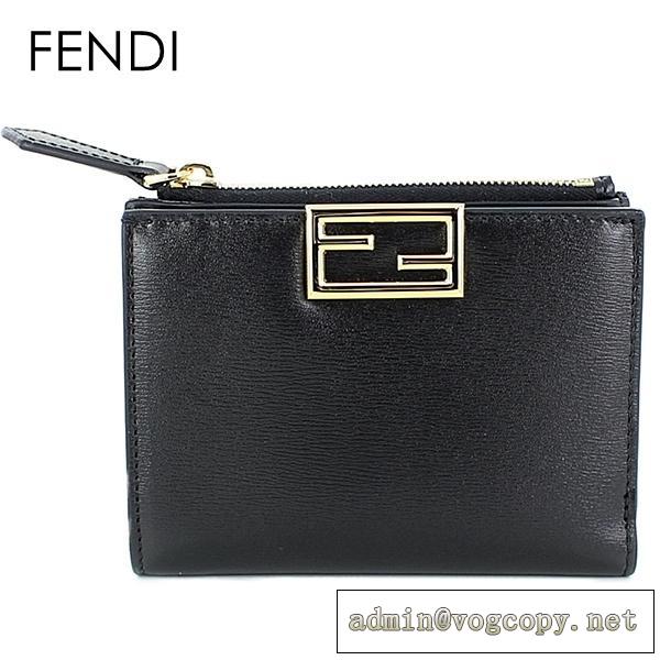 【8M0447】FENDI コピー 二つ折り財布 フェンディ ミニ カーフレザー ファスナー 