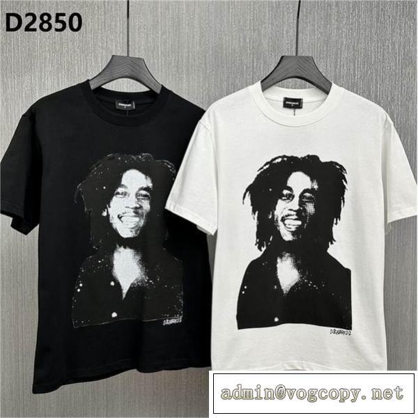 23年人気商品 DSQUARED2 コピー Tシャツ ジャマイカのボブマーリー 写真プリント ディースクエアード♪