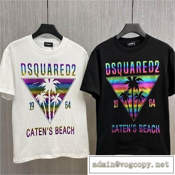 ディースクエアード スーパーコピー Tシャツ  パームツリー caten's beach トロピカル DSQUARED2