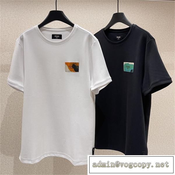 ✩✩新作襲来✩✩2026年春夏✩FENDI 偽物 Ｔシャツ フェンディ エレガント ロゴ貼り付け 上品さ