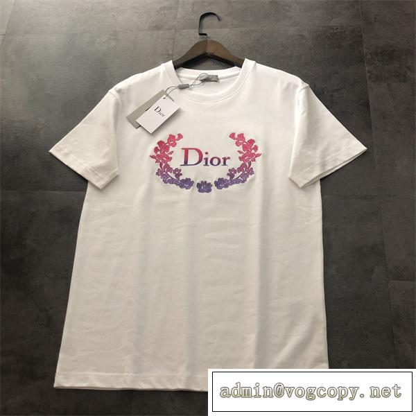 『希少限定品』高品質！ ディオール コピー Tシャツ 精工刺繡ロゴ 花柄 DIOR 光沢感で品良く