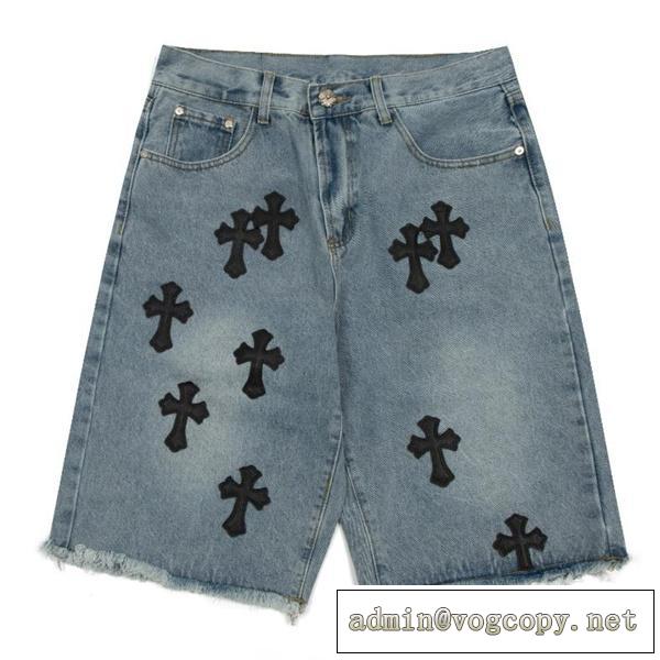 ♡トレンド感を出す♡CHROME HEARTS 偽物 ハーフジーンズ CHROME HEARTS クロスロゴ カジュアル