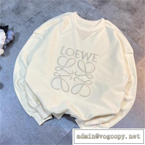 人気賞を受賞♪♪ロエベ スーパー コピー トレーナー Anagram ロゴ メタリックグレー刺繡  LOEWE