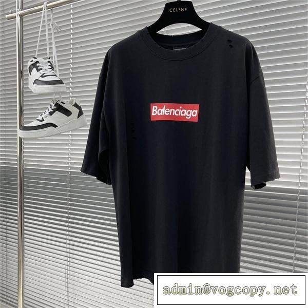 ☆2026期間限定☆バレンシアガ スーパーコピー Tシャツ BALENCIAGAｘSUPREME コラボ ロゴ枠プリント 男女兼用