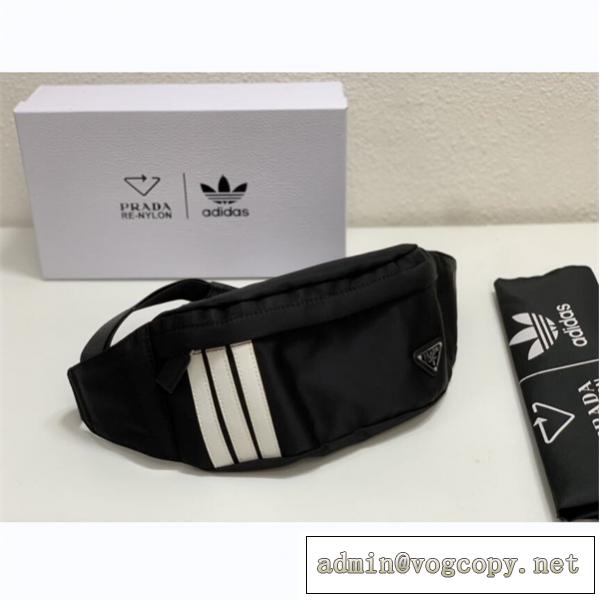 プラダ コピー ウェストバッグ PRADAｘAdidas コラボ ナイロン 防水性耐久性に優れる