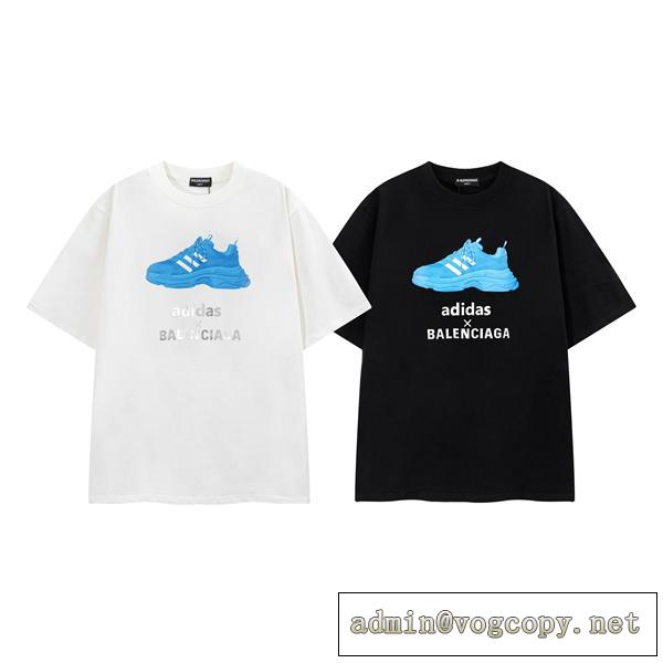 こなれ感★★BALENCIAGA スーパーコピー Tシャツ バレンシアガ  ｘAdidas コラボ プリント柄  
