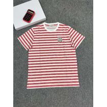 セレブ愛用★2026人気モンクレール Tシャツ新作MONCLERコピー丸首ストライプ半袖カジュアル