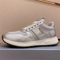 ★2026★ PRADA コピー スニーカー プラダ カジュアル メタリックカラー グレー 