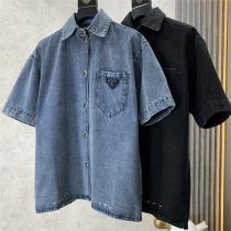 2026年限定激安通販♡♡ PRADA スーパーコピー デニム半袖シャツ プラダ  2色 