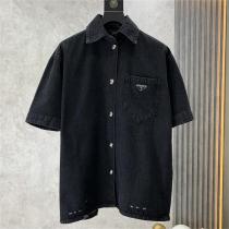2026年限定激安通販♡♡ PRADA スーパーコピー デニム半袖シャツ プラダ  2色 