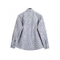 【稀少限定品】ディオール コピー シャツ DIOR×Stussyコラボ モノグラムプリント柄 デニム生地 通勤に適用