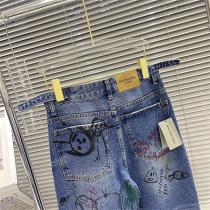 光沢感で品良く♪♪BALENCIAGA コピー ジーンズ SCRIBBLE 落書き ダメージ加工 バレンシアガ