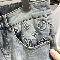【春夏希少限定作】ヴィトン コピー ジーンズ LOUIS VUITTON ダメージ加工 モノグラムプリント 