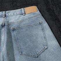 23ss★★ セリーヌ コピー ジーンズ ダメージ加工 藍で染める色 CELINE ワイド裾幅