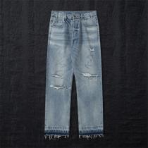 23ss★★ セリーヌ コピー ジーンズ ダメージ加工 藍で染める色 CELINE ワイド裾幅