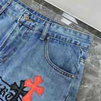 2026年のトレンド クロムハーツ コピー ジーンズ CHROME HEARTS 赤ｘ黒 クロスロゴ貼り付け デニム