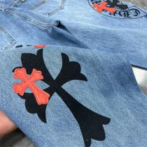 2026年のトレンド クロムハーツ コピー ジーンズ CHROME HEARTS 赤ｘ黒 クロスロゴ貼り付け デニム