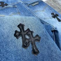 丈夫・耐久性が高い CHROME HEARTS スーパーコピー ジーンズ クロムハーツ ロゴ貼り付けデザイン＋＋クロス