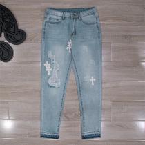 クロムハーツ スーパーコピー ジーンズ CHROME HEARTS 皮革 クロスロゴ デニム トレンド感満載 色浅い