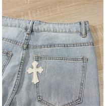 クロムハーツ スーパーコピー ジーンズ CHROME HEARTS 皮革 クロスロゴ デニム トレンド感満載 色浅い