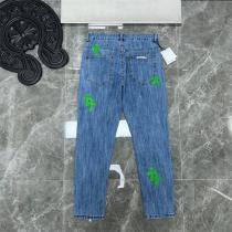 春らしい色★★CHROME HEARTS スーパーコピー ジーンズ クロムハーツ デニム クロスロゴ ダメージ加工