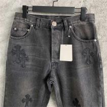 クロムハーツ スーパーコピー ジーンズ CHROME HEARTS クロス革刺繡 ぎんめっきボタン 洗い加工