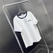 ☆おすすめの春夏コーデ☆CELINE コピー Tシャツ 刺繡 純綿生地 セリーヌ 立体ロゴ カジュアル 