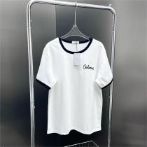 ☆おすすめの春夏コーデ☆CELINE コピー Tシャツ 刺繡 純綿生地 セリーヌ 立体ロゴ カジュアル 