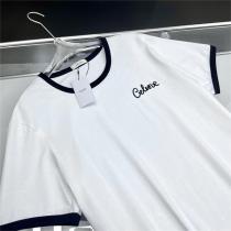 ☆おすすめの春夏コーデ☆CELINE コピー Tシャツ 刺繡 純綿生地 セリーヌ 立体ロゴ カジュアル 