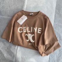 2026年トレンド感を出す♡♡CELINE スーパーコピー Tシャツ セリーヌ コーヒー色 100%コットン  