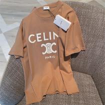 2026年トレンド感を出す♡♡CELINE スーパーコピー Tシャツ セリーヌ コーヒー色 100%コットン  