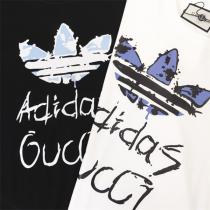 ☆GUCC1 スーパーコピー Tシャツ AdidasｘGUCC1コラボ 蓮 花柄 ロゴ 落書き 男女兼用