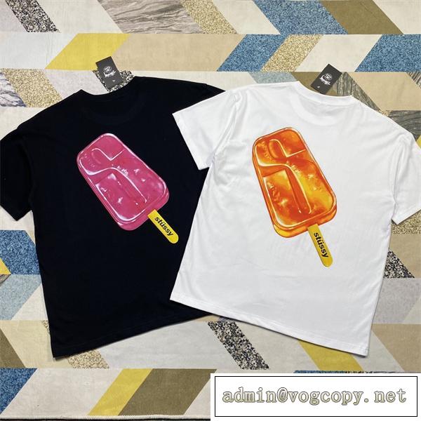 ファッションin2026 ステューシー コピー Tシャツ アイスクリーム ロゴプリント柄 男女兼用 STUSSY