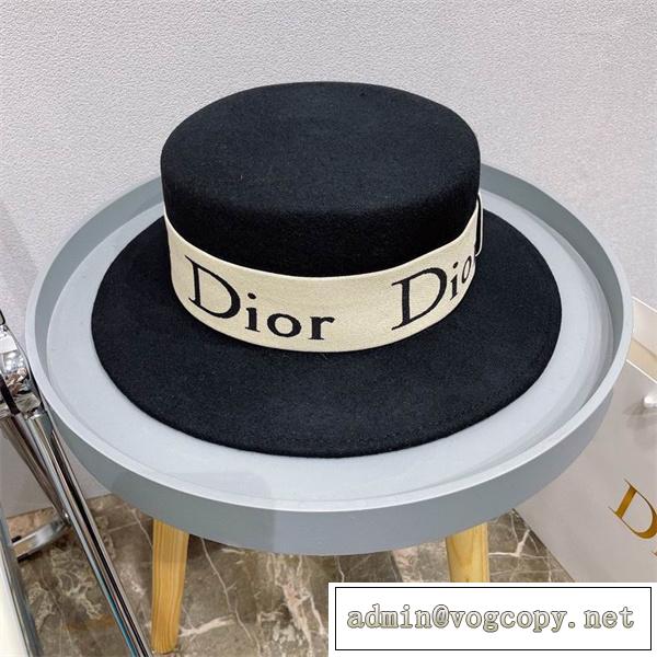 おすすめの春夏コーデ♪♪ ディオール コピー フェルトカンカン帽 DIOR リボン付 定番ロゴ