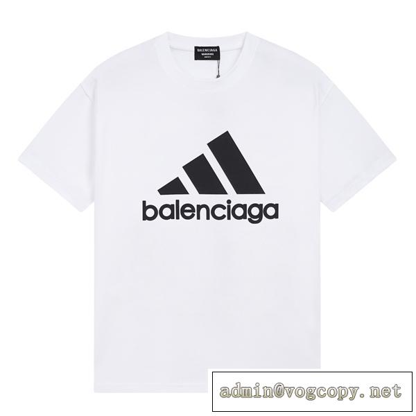 SNSで話題沸騰中 バレンシアガ スーパーコピー Tシャツ BALENCIAGAｘadidas ストライプ ロゴ プリント柄 