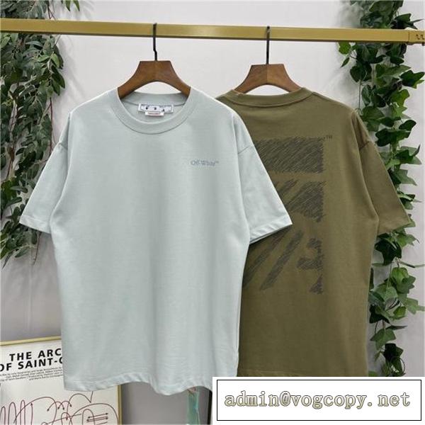 最高品質♥定番新品 Off-White コピー Tシャツ 不規則な 横断歩道ロゴプリント 純綿生地 